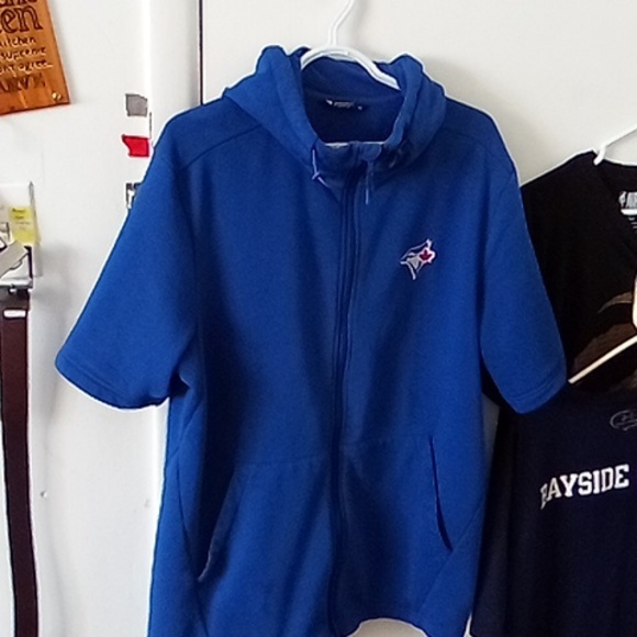 Level wear Toronto Blue Jays top sweater cut at elbow size L blue red white - Picture 5 of 8